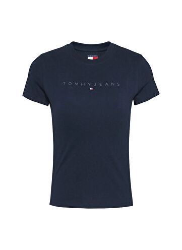 Tommy Jeans Bisiklet Yaka Mavi Kadın T-Shirt DW0DW20315C1G