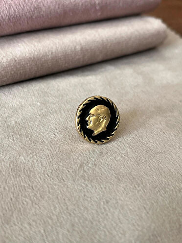 14 Ayar Altın Kaplama Atatürk Portresi Yaka İğnesi 