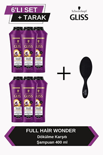 Full Hair Wonder Dökülme Karşıtı Şampuan 400ml x 6'lı Set+Tarak