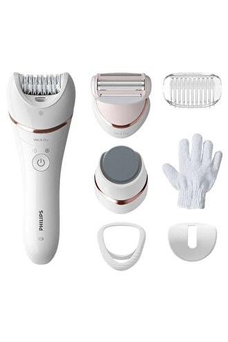 BRE730 / Essential Elite Plus 7'li, Törpü Başlıklı, Islak Kuru Epilasyon Aleti, Beyaz ( YAN BARKOD )
