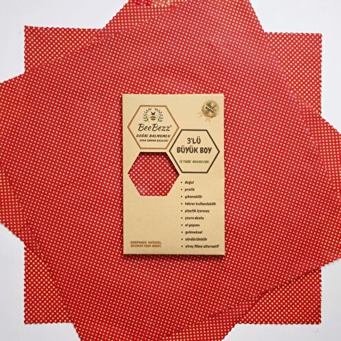 BEEBEZZ 3'LÜ BÜYÜK BOY (L) SET / KIRMIZI PUANTİYE