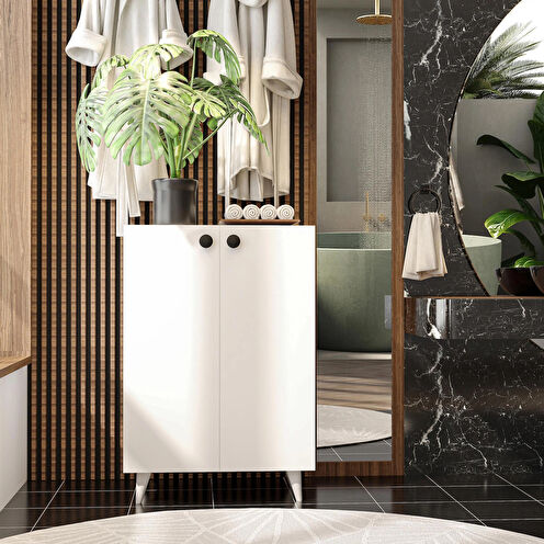 2 Kapaklı 3 Raflı Çok Amaçlı Dolap Ayakkabılık Mutfak Banyo Kiler Dolabı