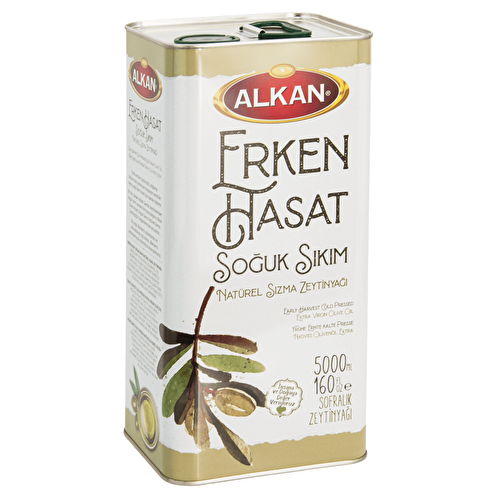 Alkan Zeytin Naturel Erken Hasat Soğuk Sıkım Sızma Zeytinyağı 5 lt Teneke 