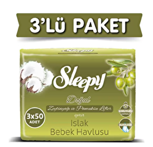 Sleepy Zeytinyağlı Bebek Islak Mendil 3x50 Adet