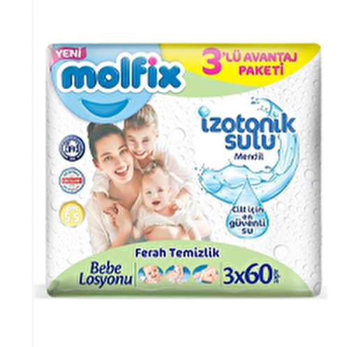 Molfix İzotonik Sulu 3x60 Adet Islak Mendil 129,99 TL Yerine