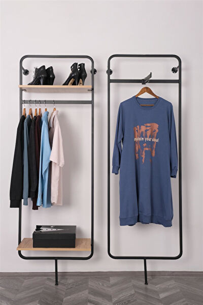 SMR Modern Raf Ahşap ve Çelik Raf Sanayi Çok Amaçlı, Dekoratif Raf