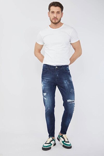 Blue White Erkek Jeans