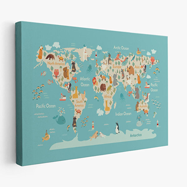 Harita Sepeti Kanvas Tablo