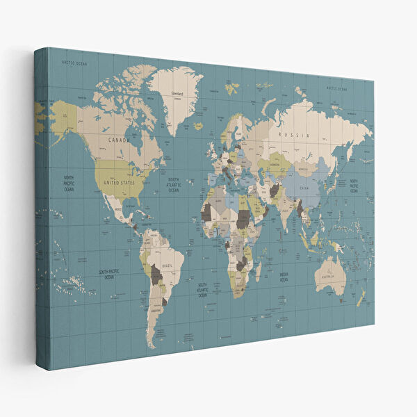 Harita Sepeti Kanvas Tablo