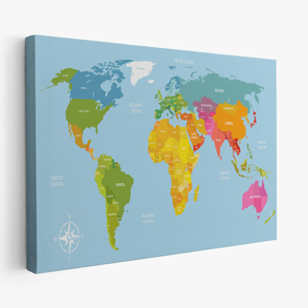 Harita Sepeti Kanvas Tablo