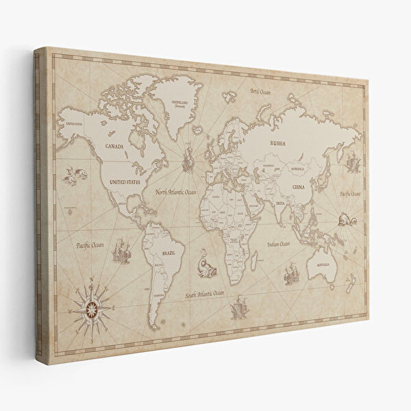 Harita Sepeti Kanvas Tablo