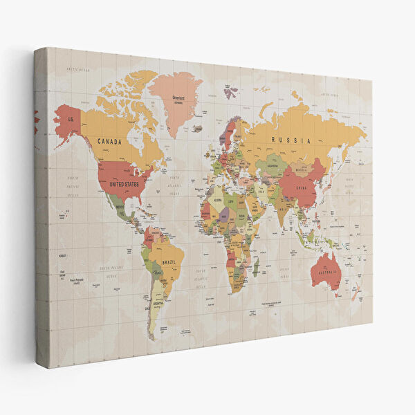 Harita Sepeti Kanvas Tablo