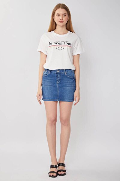 Blue White Kadın Kot Etek