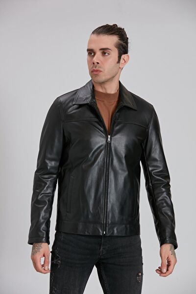 Deri Effect Erkek Ceket