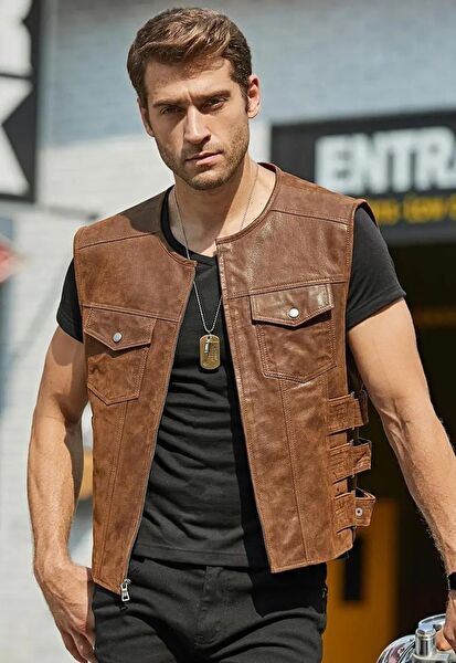 NYC DERİ Erkek Yelek