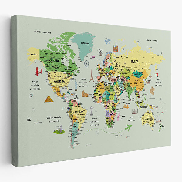 Harita Sepeti Kanvas Tablo