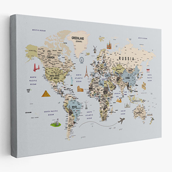 Harita Sepeti Kanvas Tablo