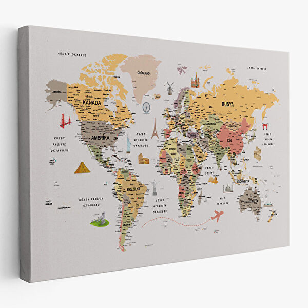 Harita Sepeti Kanvas Tablo