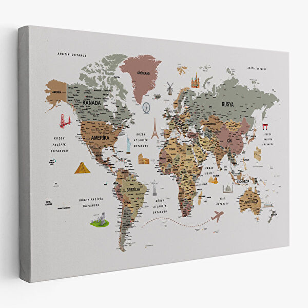 Harita Sepeti Kanvas Tablo