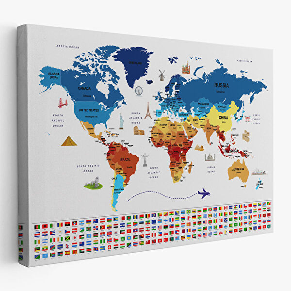 Harita Sepeti Kanvas Tablo