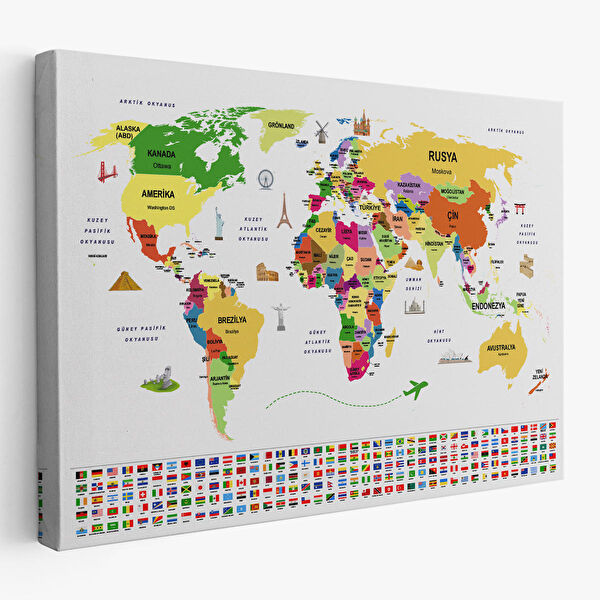 Harita Sepeti Kanvas Tablo