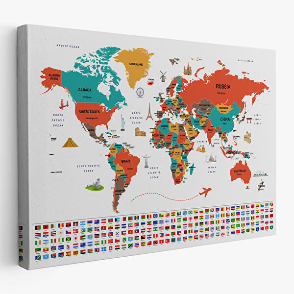 Harita Sepeti Kanvas Tablo