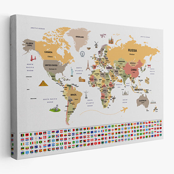 Harita Sepeti Kanvas Tablo