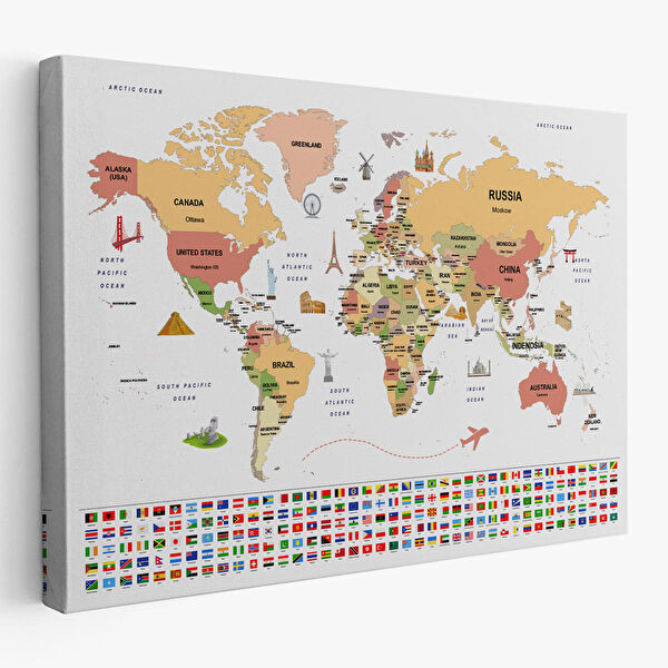 Harita Sepeti Kanvas Tablo