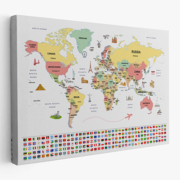 Harita Sepeti Kanvas Tablo