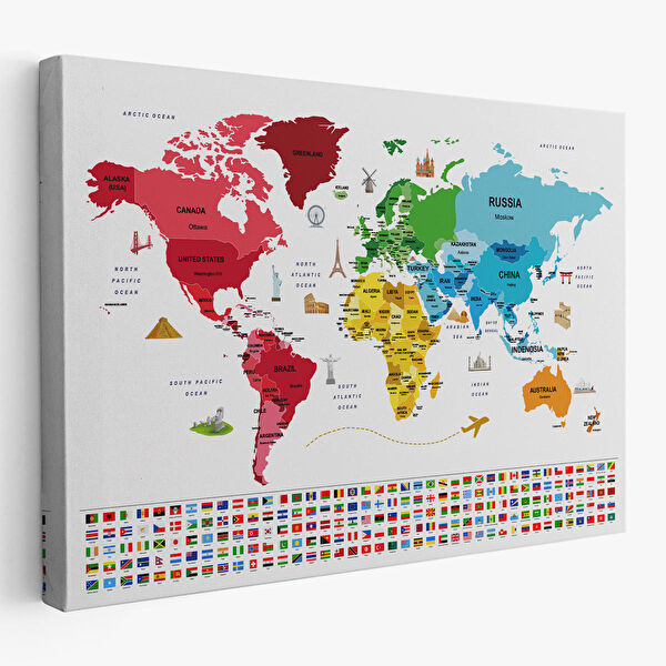 Harita Sepeti Kanvas Tablo