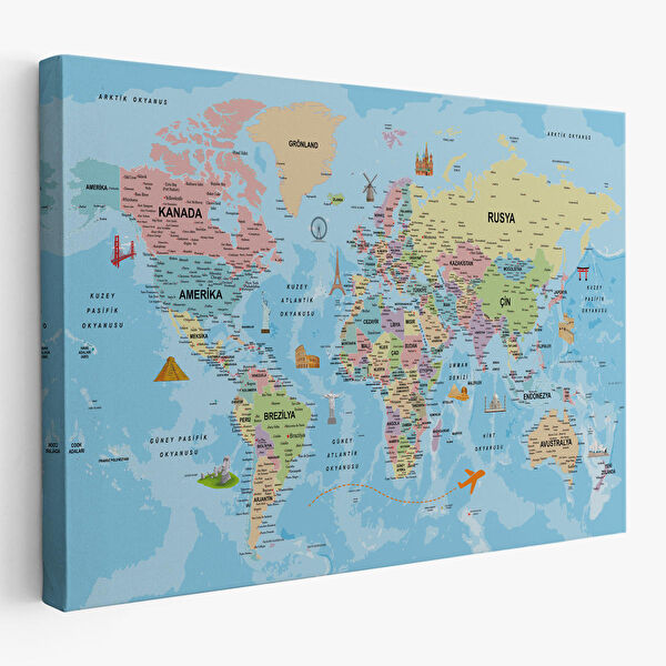 Harita Sepeti Kanvas Tablo