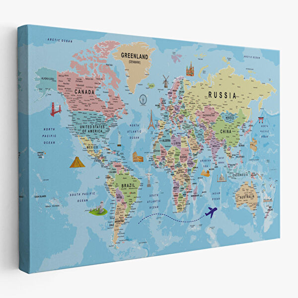 Harita Sepeti Kanvas Tablo