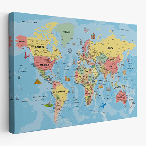 Harita Sepeti Kanvas Tablo