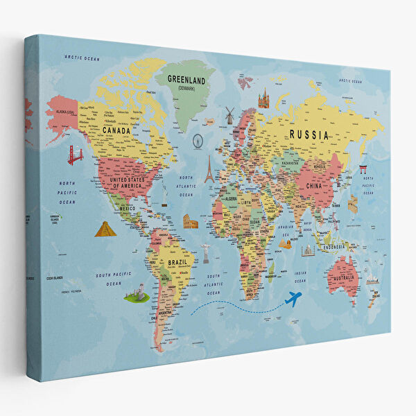 Harita Sepeti Kanvas Tablo