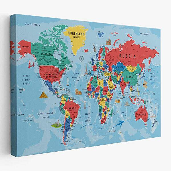 Harita Sepeti Kanvas Tablo