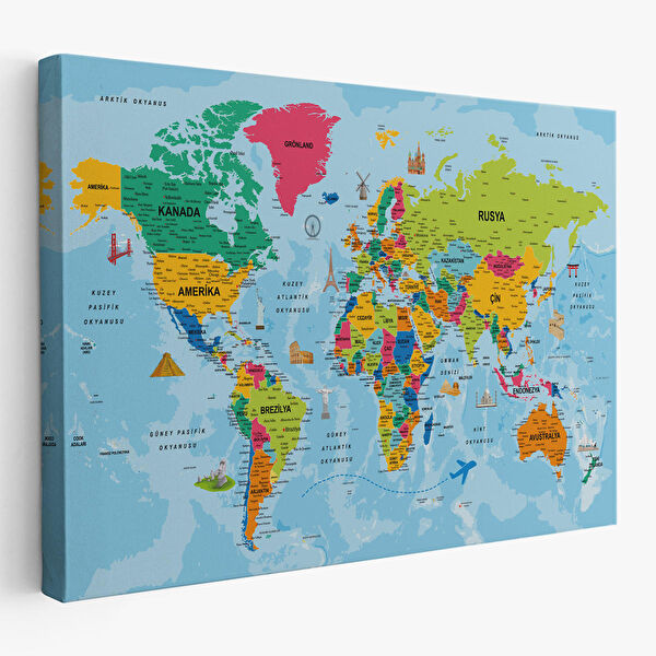 Harita Sepeti Kanvas Tablo