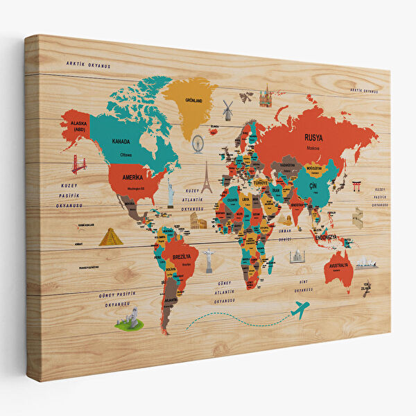 Harita Sepeti Kanvas Tablo