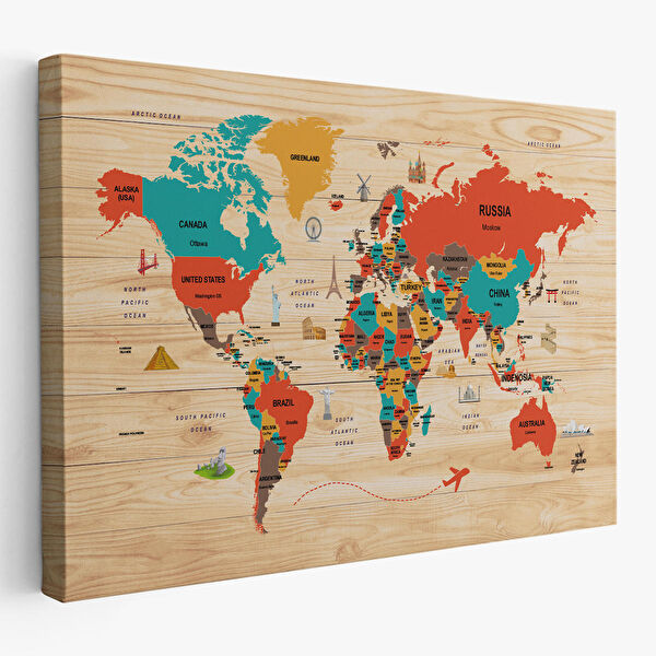 Harita Sepeti Kanvas Tablo