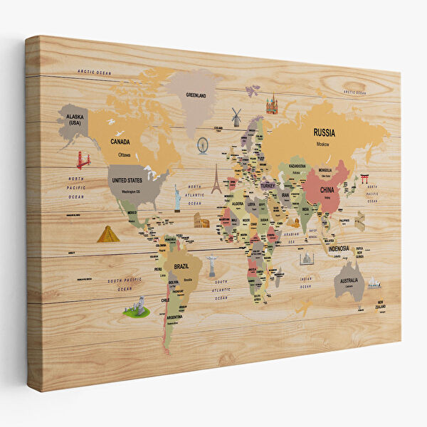 Harita Sepeti Kanvas Tablo