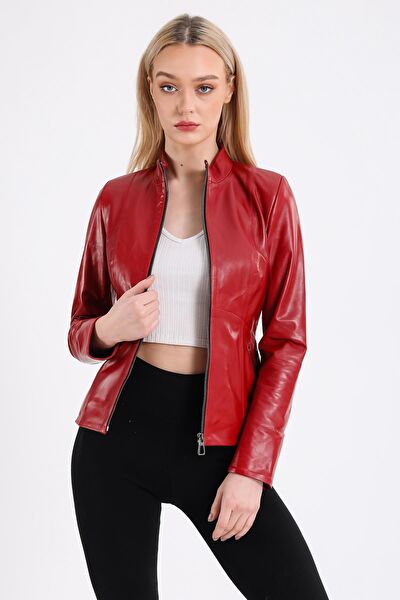 Deri Effect Kadın Ceket