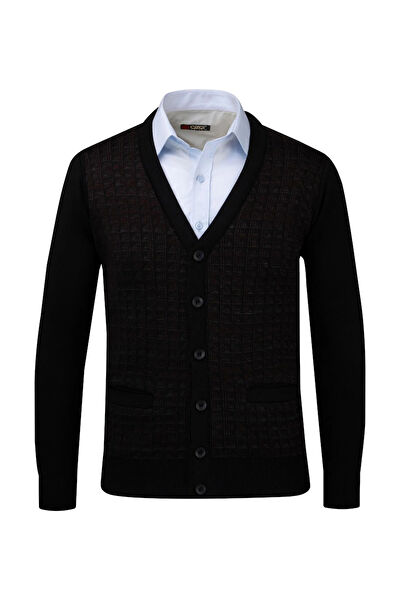 Çizgi Triko Erkek Büyük Beden Hırka, Süveter