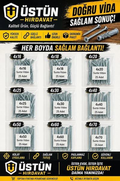 ÜSTÜN Vida, Çivi, Somun, Dübel