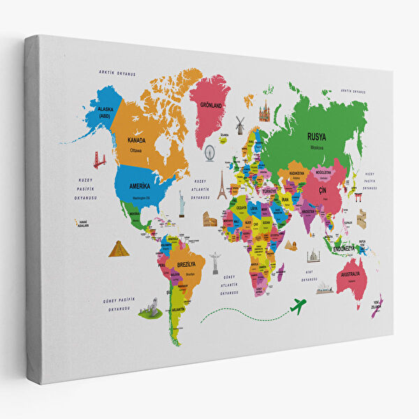 Harita Sepeti Kanvas Tablo