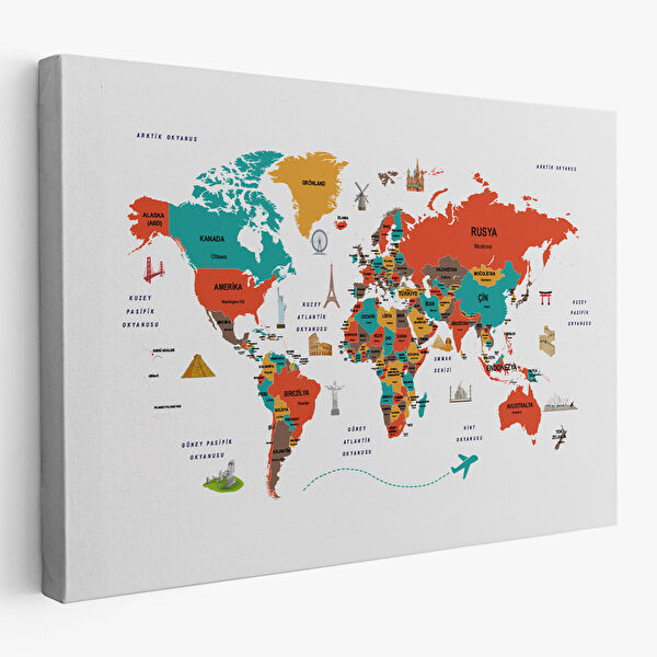 Harita Sepeti Kanvas Tablo