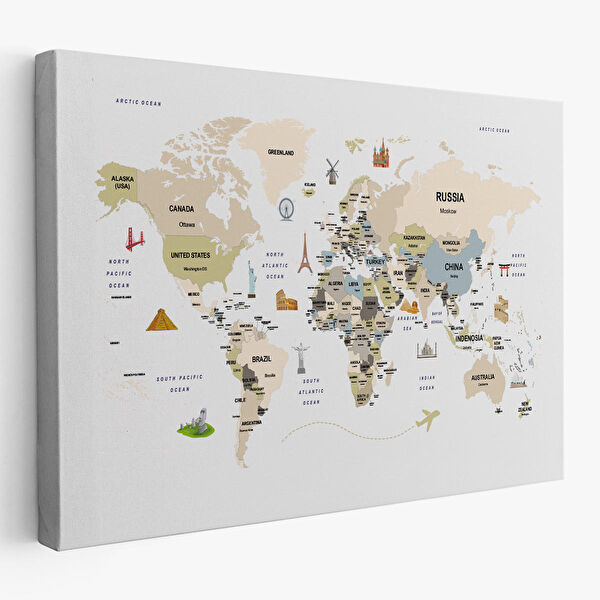 Harita Sepeti Kanvas Tablo