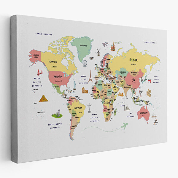 Harita Sepeti Kanvas Tablo