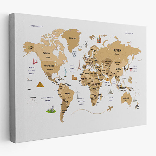 Harita Sepeti Kanvas Tablo