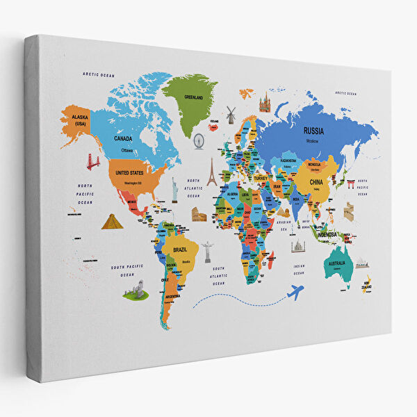 Harita Sepeti Kanvas Tablo