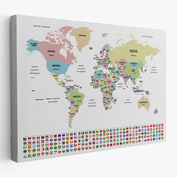 Harita Sepeti Kanvas Tablo