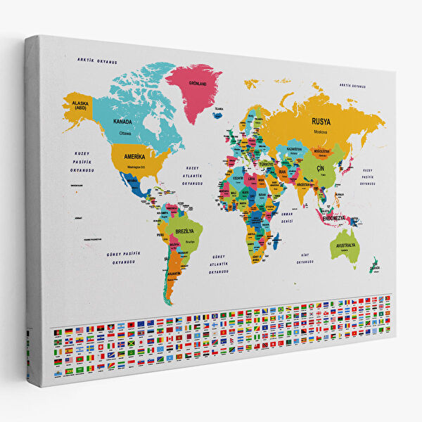 Harita Sepeti Kanvas Tablo